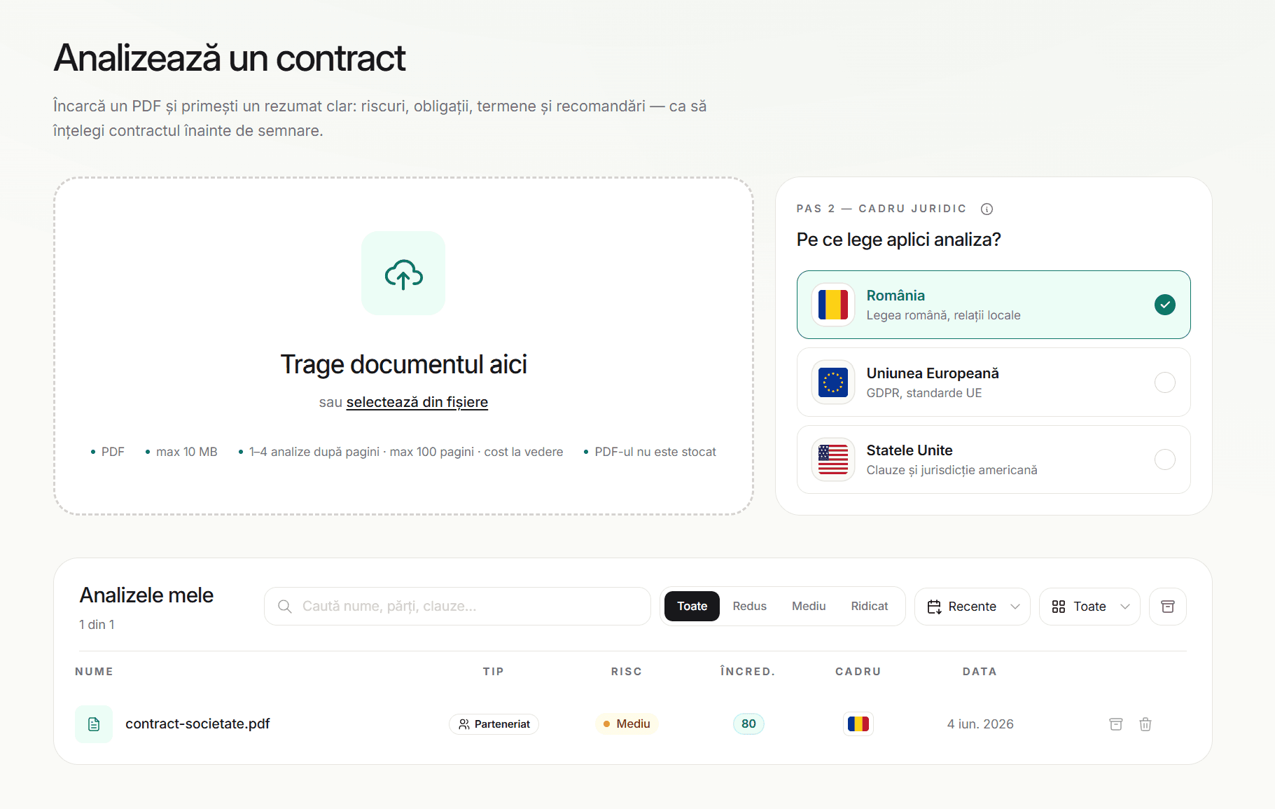 Dashboard-ul Clarski — analiza unui contract cu scoruri de risc